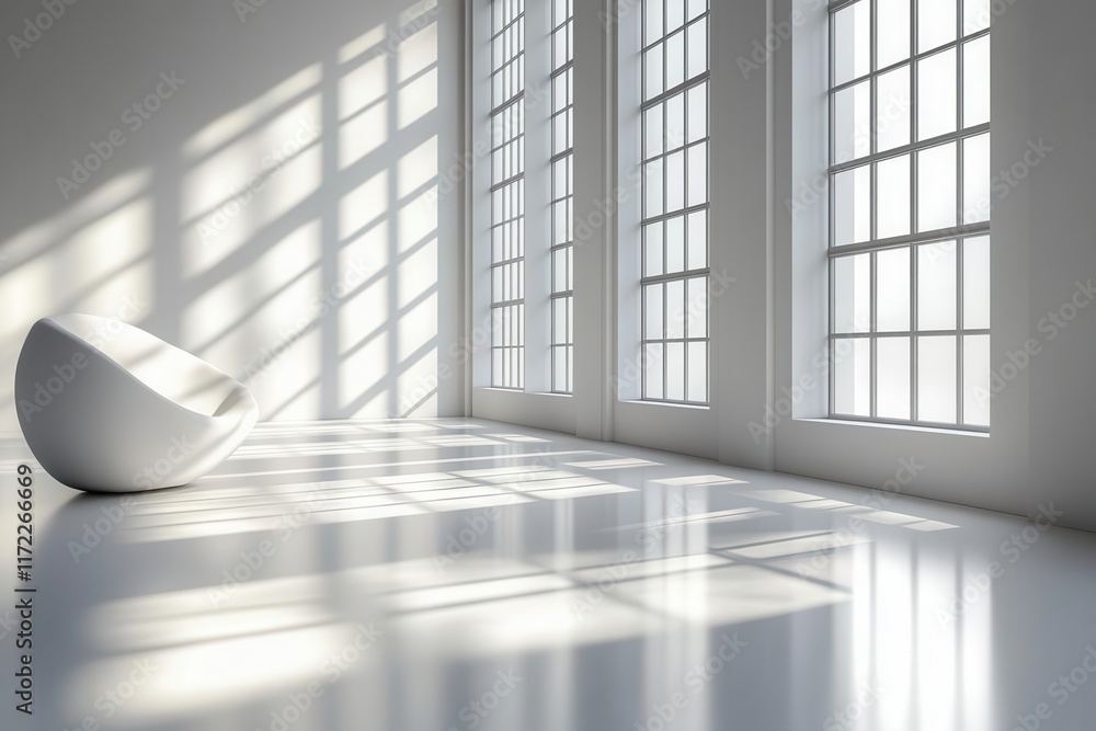 minimalist empty room with a white wall featuring soft shadows and light streaming through windows creating a calm and spacious ambiance perfect for product presentation or artistic showcases minimalist empty room with a white wall featuring soft shadows and light streaming through windows creating a calm and spacious ambiance perfect for product presentation or artistic showcases