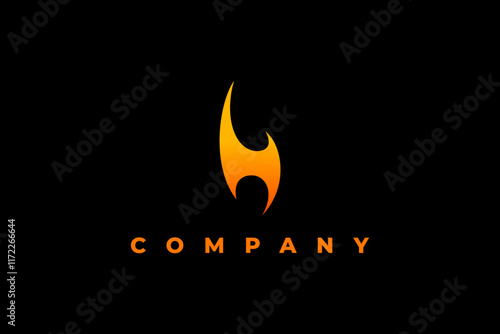 letter h and fire modern logo