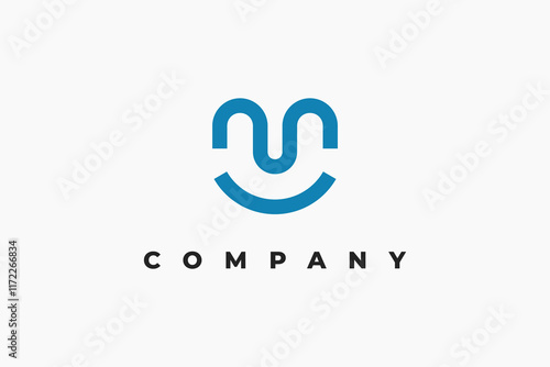 blue smile letter m minimal logo
