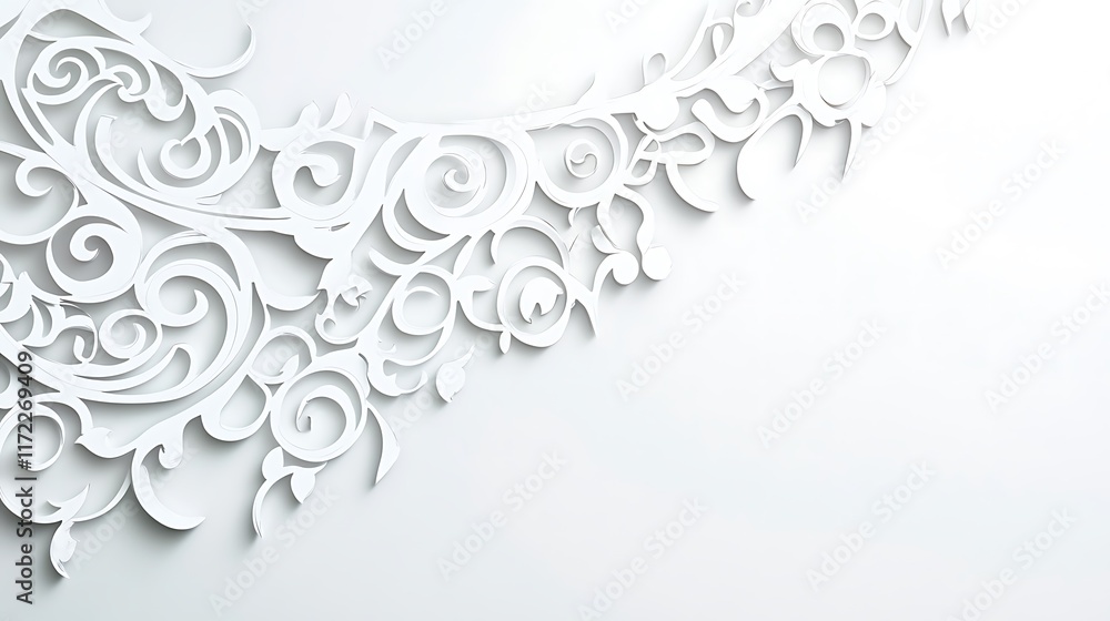 Fototapeta premium White Paper Cutout Floral Design Background