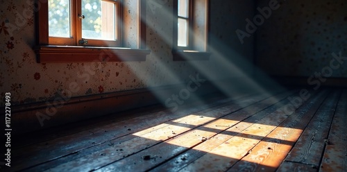 Wallpaper Mural Light falls from window onto dark floor surface, flooring, atmosphere Torontodigital.ca