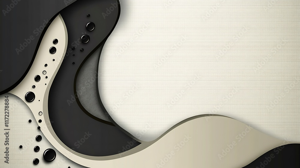 Fototapeta premium Abstract Black and Beige Wave Design with Bubbles
