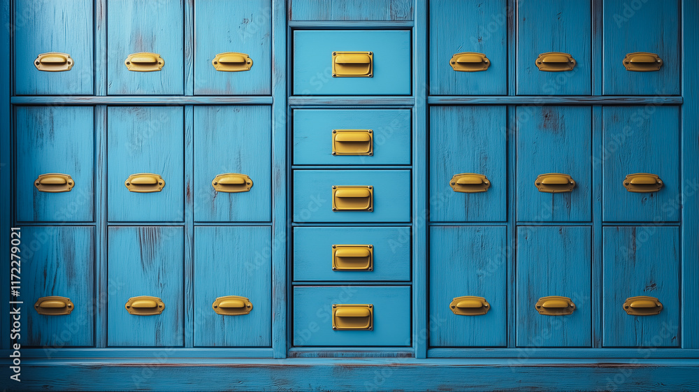 Fototapeta premium Vintage Blue Apothecary Cabinet 