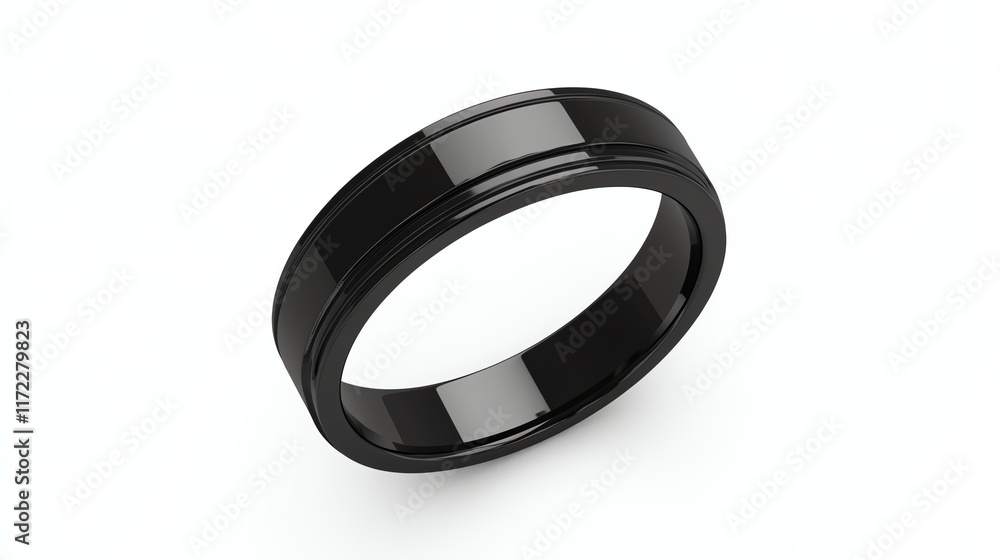 Stylish black ring, modern design, isolated on a white background. Stylish black ring, modern design, isolated on a white background.