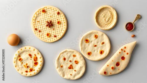 All indian Roti and Bread like Chapati, Rumali Roti, Kulcha, Paratha, Naan, Fulka, Laccha Vector photo