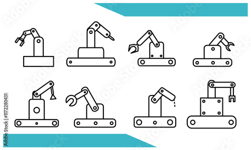 icon set industrial machines, robots