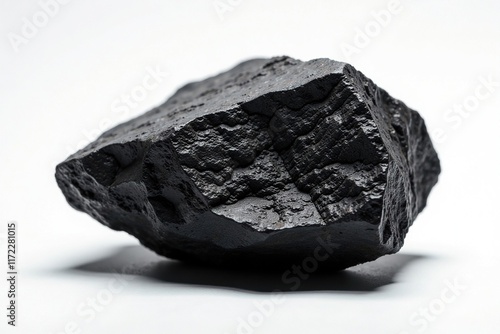 Raw Magnetite Iron ore stone on white background with natural veins, rock, inorganic, natural photo