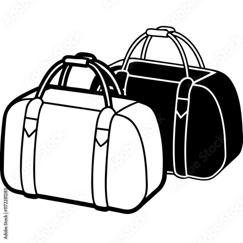 duffel bags line art vector illustration