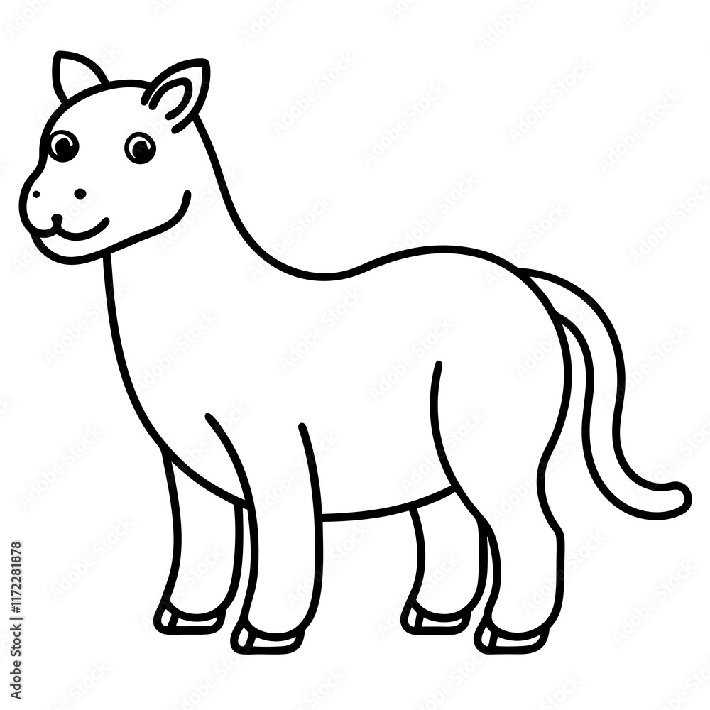 Fototapeta premium funny and cute animals line art vector illustration