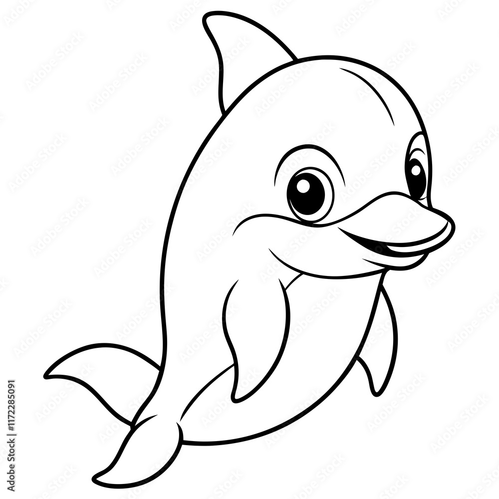 Obraz premium Cute Dolphin Vector | Free Cartoon Dolphin Illustration Download 