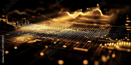 Abstract image of stock market activity represented by financial charts and graphs.