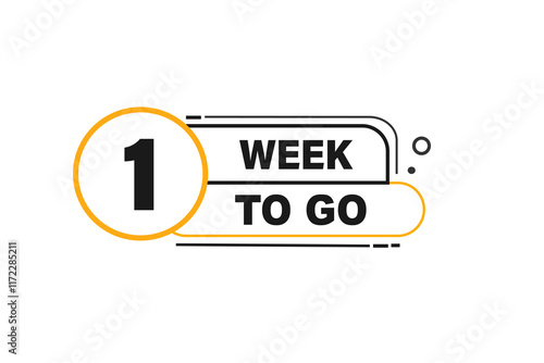 1 week to go, or to go sale countdown vector symbol, clock, time,  background, template, 1 week to go, countdown, sticker, left banner, business, sale, label button
