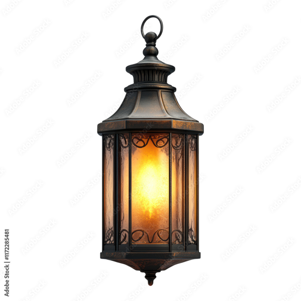An old lantern and lamp isolated on transparent background with vintage metal and glass design An old lantern and lamp isolated on transparent background with vintage metal and glass design