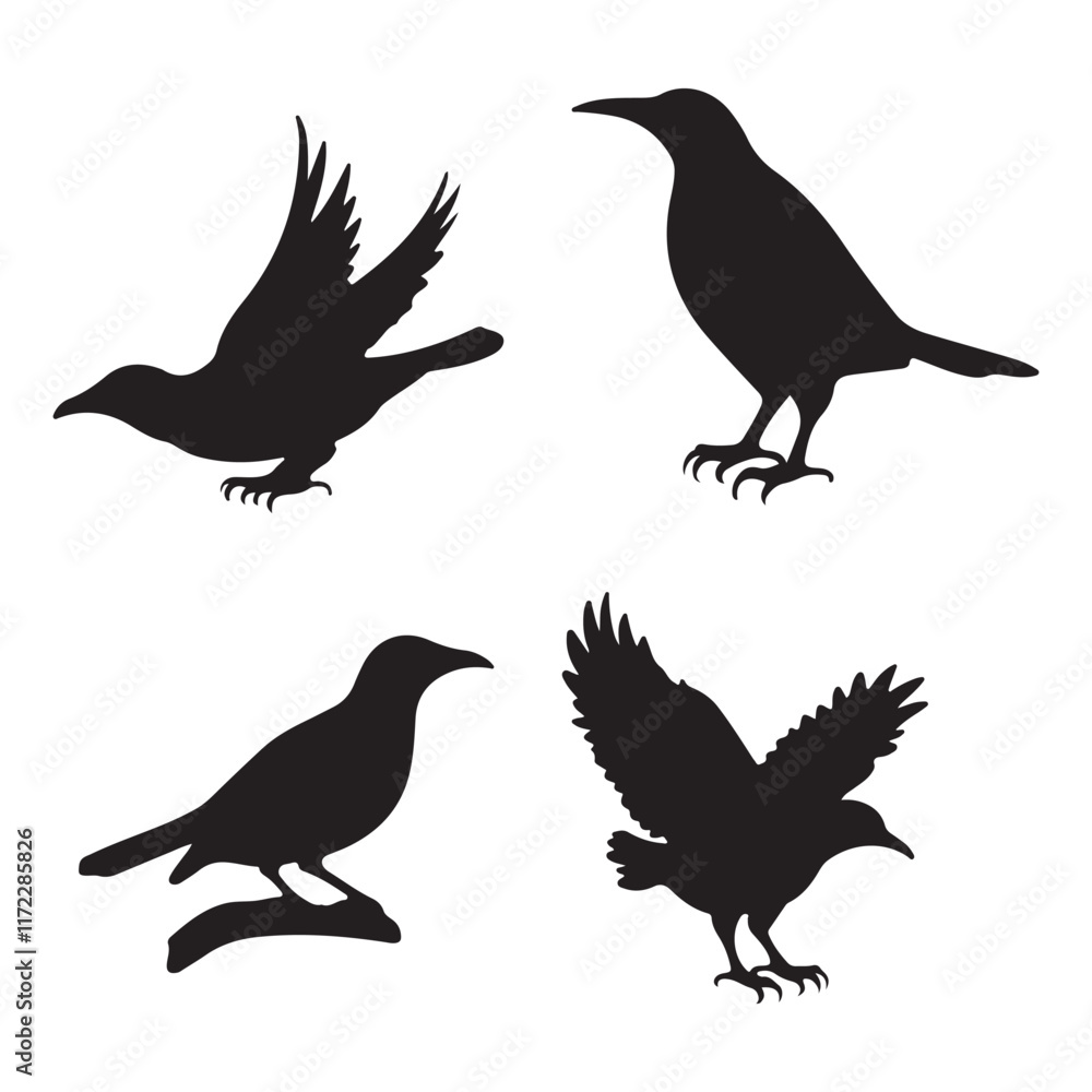 Obraz premium Silhouette vector Birds and animals