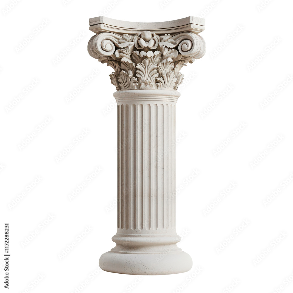 Intricate Corinthian column design, white isolate background Intricate Corinthian column design, white isolate background