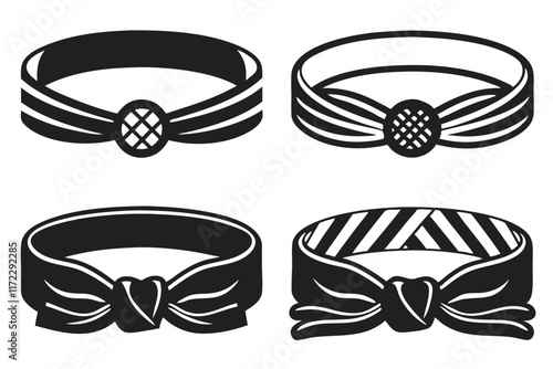 set of basketball Headband silhouette vector illustrator