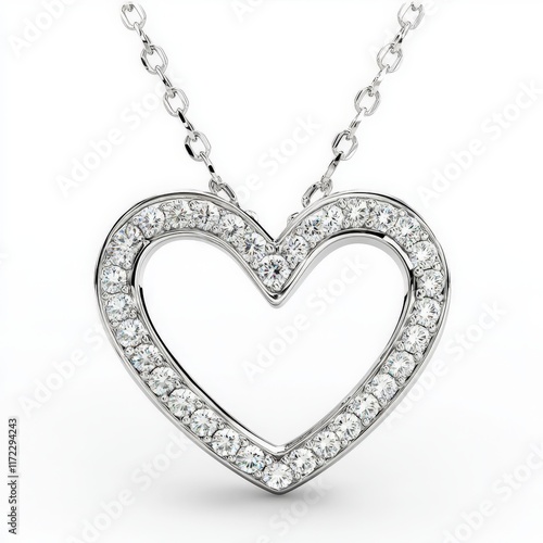 a diamond necklace pandent in the shape of a heart photo