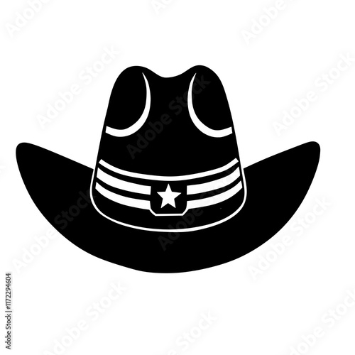 Sheriff's Cowboy Hat Illustration with Star Badge