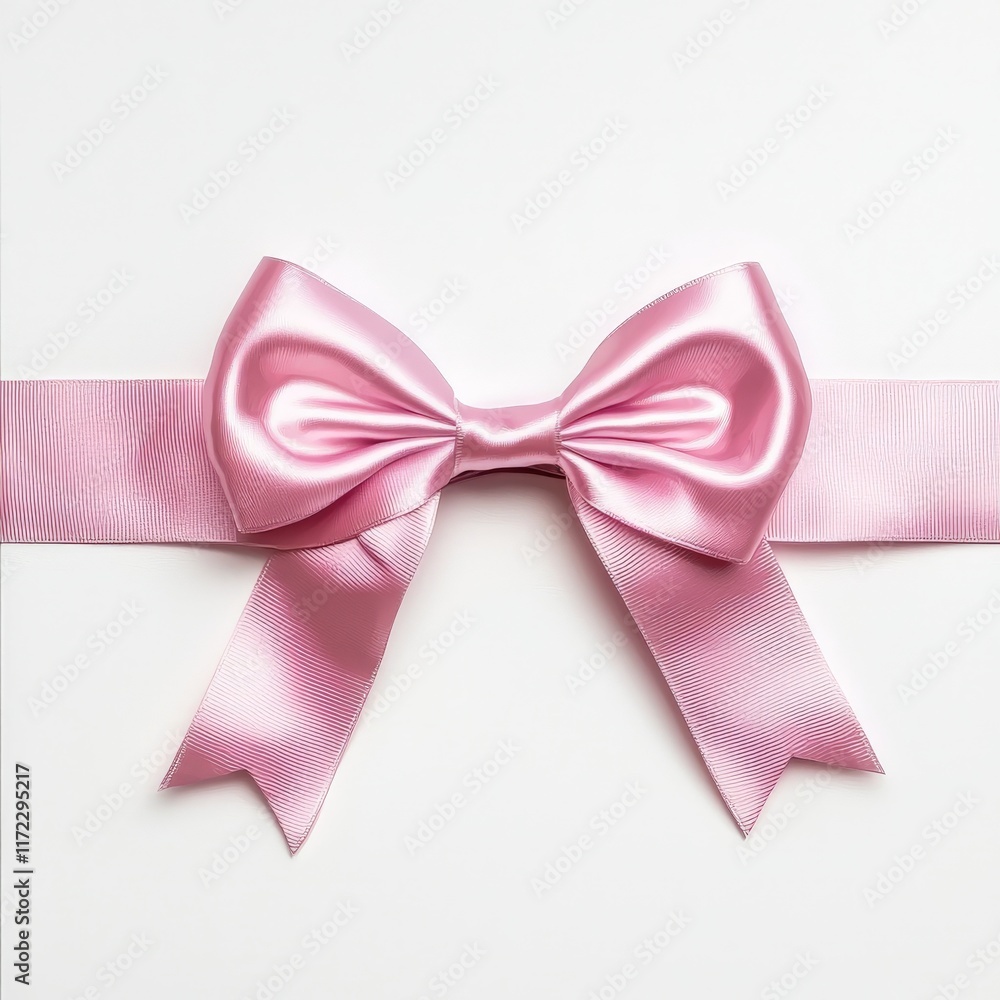a pink color bow ribbon on plain white background a pink color bow ribbon on plain white background