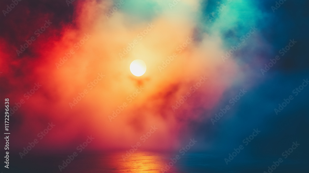 Fototapeta premium Sun shining through vibrant colorful clouds