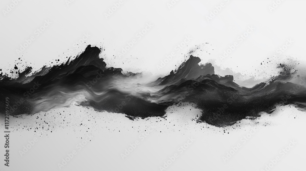 Obraz premium Black ink wash abstract landscape painting background