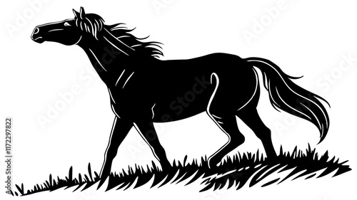 horse silhouette isolated on white