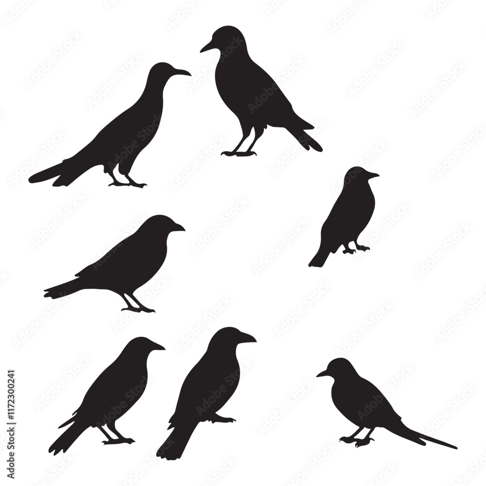 Fototapeta premium Silhouette vector Birds and animals