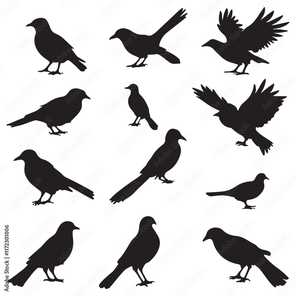 Obraz premium Silhouette vector Birds and animals