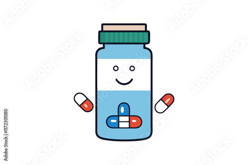medicine bottle and pills