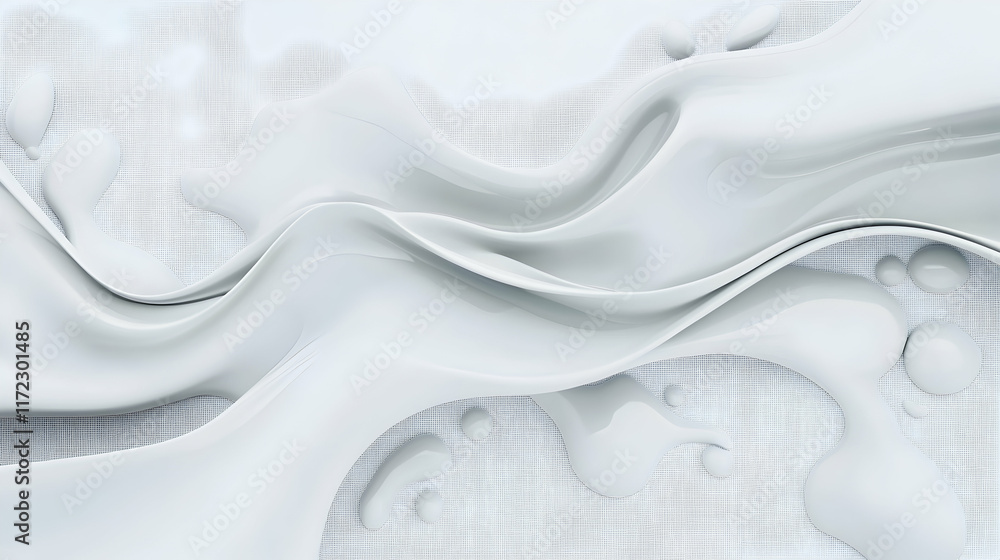 Fototapeta premium Abstract white liquid flowing, textured background, design element, website banner.