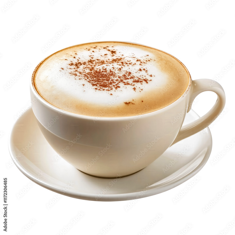 cup of hot cappuccino with milk foam isolated on transparent white background, clipping path cup of hot cappuccino with milk foam isolated on transparent white background, clipping path