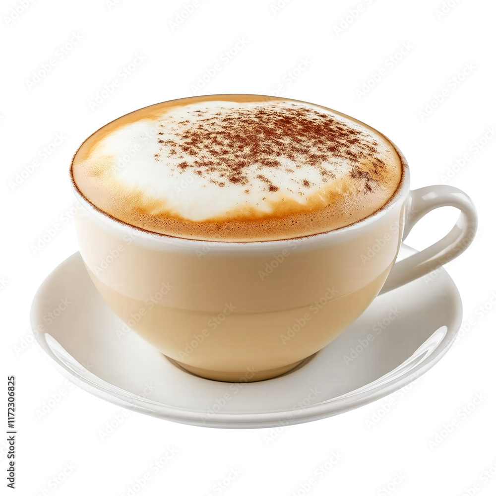 cup of hot cappuccino with milk foam isolated on transparent white background, clipping path cup of hot cappuccino with milk foam isolated on transparent white background, clipping path