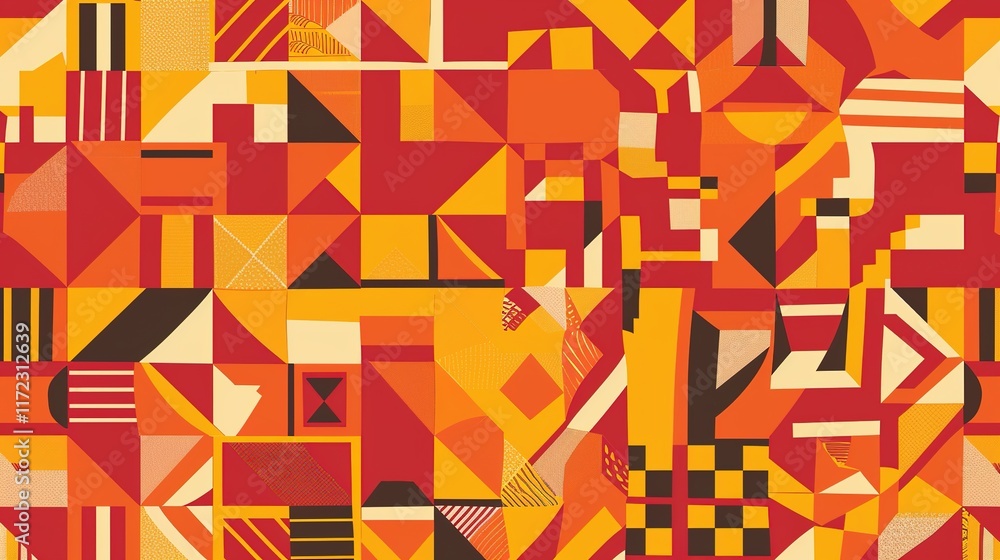 Red orange amber yellow abstract pattern background with various geometric shapes showing unique visual effects. Stunning combination of colors and shapes for decorative or creative uses. Red orange amber yellow abstract pattern background with various geometric shapes showing unique visual effects. Stunning combination of colors and shapes for decorative or creative uses.