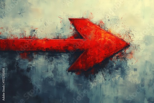 red arrow drawn by hand symbolizing upward movement and progress crafted with bold strokes and a dynamic style exuding energy and motivation in a clear and focused manner photo