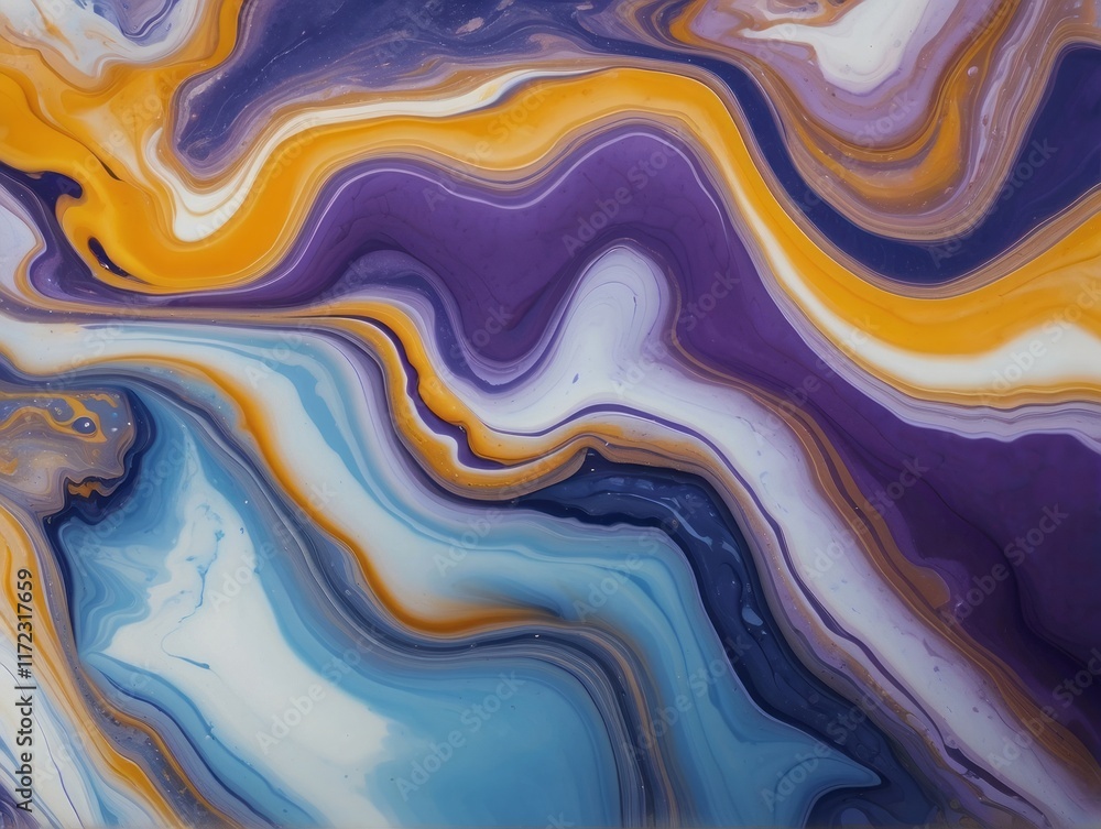 abstract fluid art texture, violet blue yellow marbled background, agate macro, decorative marble paint abstract fluid art texture, violet blue yellow marbled background, agate macro, decorative marble paint