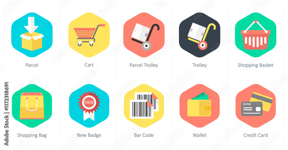 A set of 10 mix icons as parcel, cart, parcel trolley, trolley A set of 10 mix icons as parcel, cart, parcel trolley, trolley