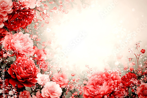 A beautiful red flower arrangement with a white background. The flowers are arranged in a way that they look like they are floating in the air. The white background creates a sense of contrast