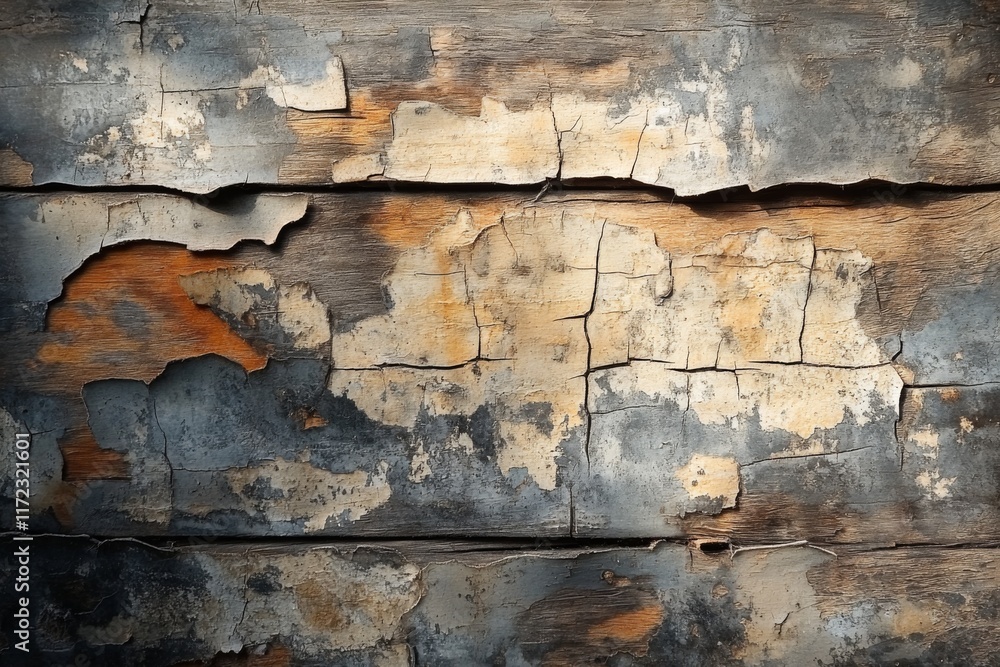 Obraz premium Closeup of weathered cracked paint on a rustic wall
