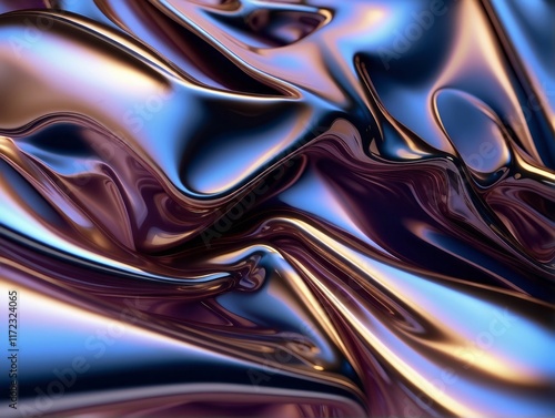 abstract ultraviolet fashion background, holographic foil, iridescent blue texture, liquid petrol surface