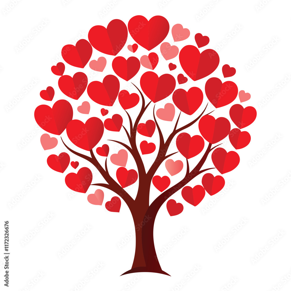 valentine card with hearts tree icon silhouette vector illustration valentine card with hearts tree icon silhouette vector illustration