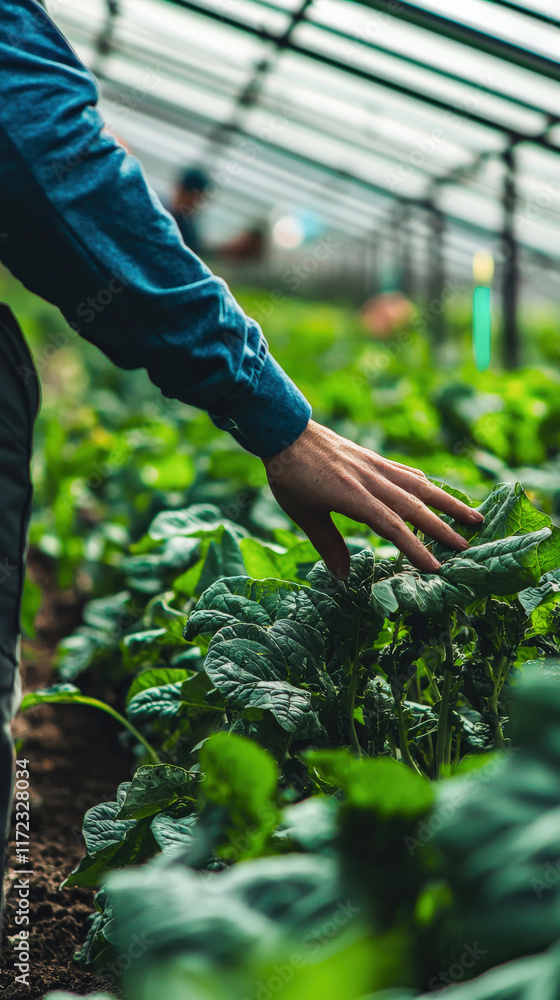 A high-tech greenhouse featuring automated irrigation systems, sensors monitoring plant health, and workers harvesting fresh fruits and vegetables in a climate-controlled environment. A high-tech greenhouse featuring automated irrigation systems, sensors monitoring plant health, and workers harvesting fresh fruits and vegetables in a climate-controlled environment.
