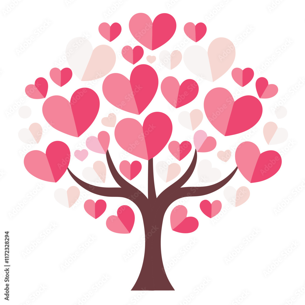 valentine card with hearts tree icon silhouette vector illustration valentine card with hearts tree icon silhouette vector illustration