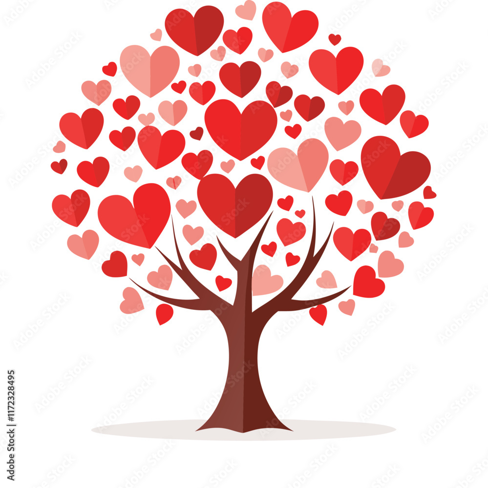 valentine card with hearts tree icon silhouette vector illustration valentine card with hearts tree icon silhouette vector illustration