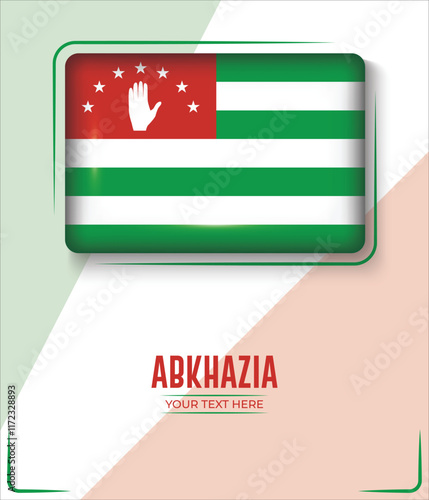 Flag of Abkhazia isolated on White background with Text. Banner, Poster, vector, template, Mockup, Background, Social Media, Post, 3D.