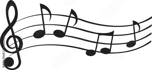 Print 
Music note waves Vector silhouette illustration Black and white White background 

