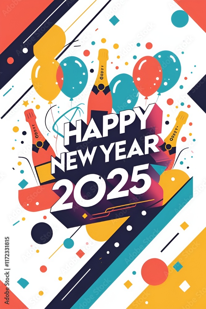 Happy New Year 2025, Greeting Card Happy New Year 2025, Greeting Card