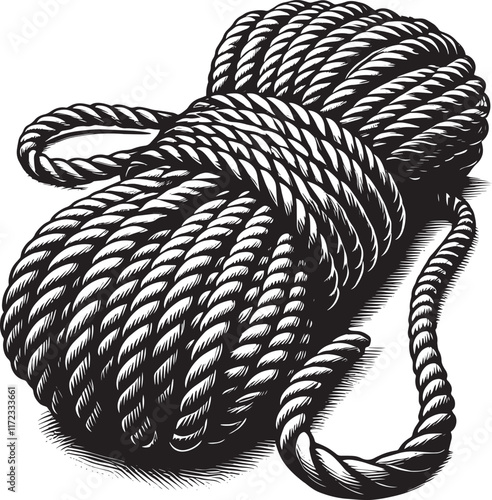 Rope bundle silhouette vector illustration isolated on a white background
