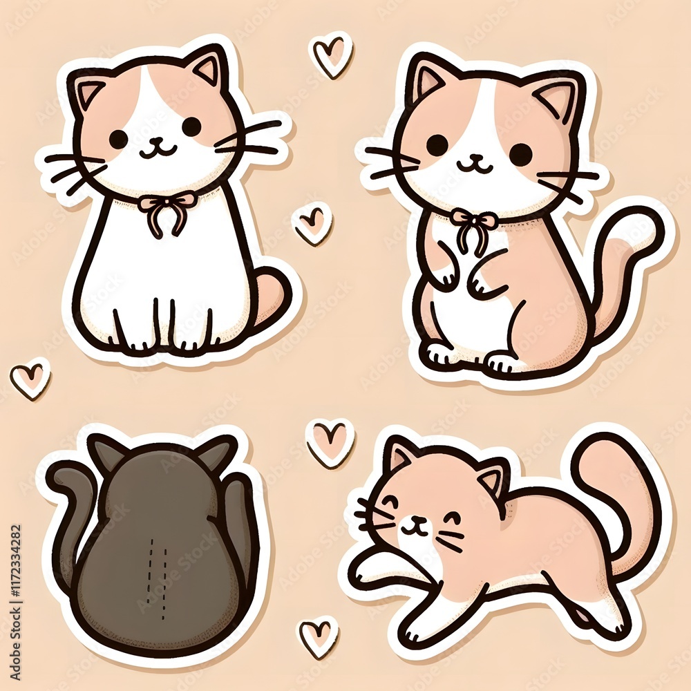 Cute Cartoon Cat Sticker Pack Cute Cartoon Cat Sticker Pack