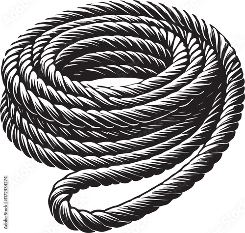 Rope bundle silhouette vector illustration isolated on a white background