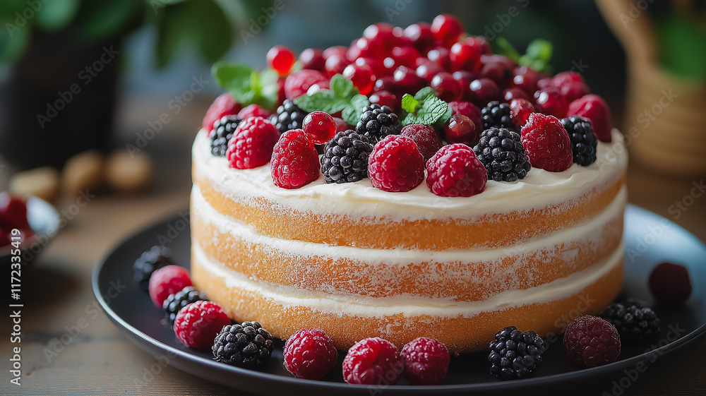 Berry Delicious Naked Cake: A delectable naked cake adorned with fresh raspberries, blackberries, and cranberries. Berry Delicious Naked Cake: A delectable naked cake adorned with fresh raspberries, blackberries, and cranberries.